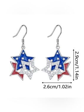 Patriot Stars Dangle Earrings-NEW
